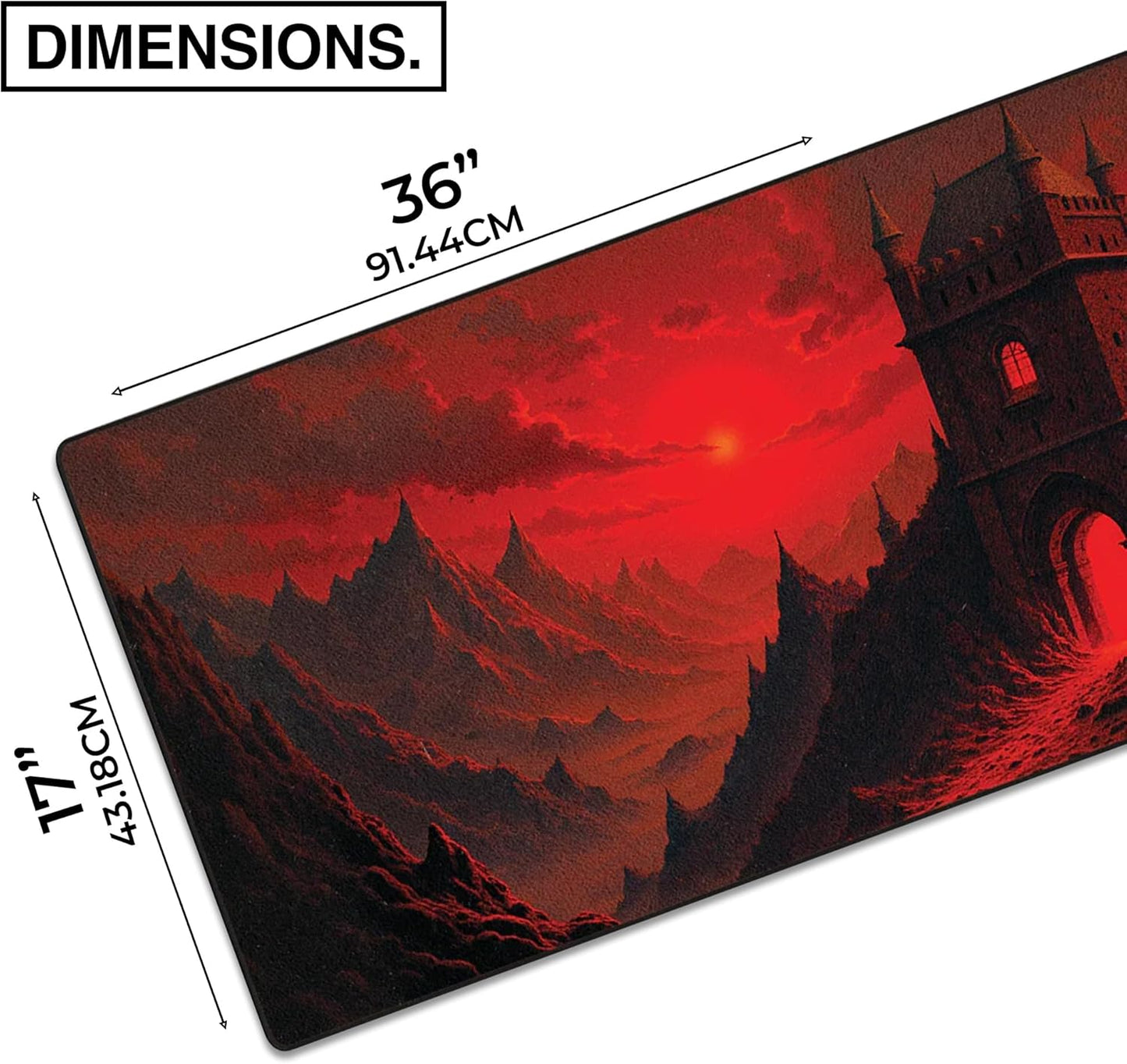 MPCO. Dark Fantasy Large Gaming Desk Pad - 36" x 17" Duraglyde Fabric The Scarlet Passage Desk Mats - Non-slip, Washable, Smooth Glide for Precision Gaming & Work