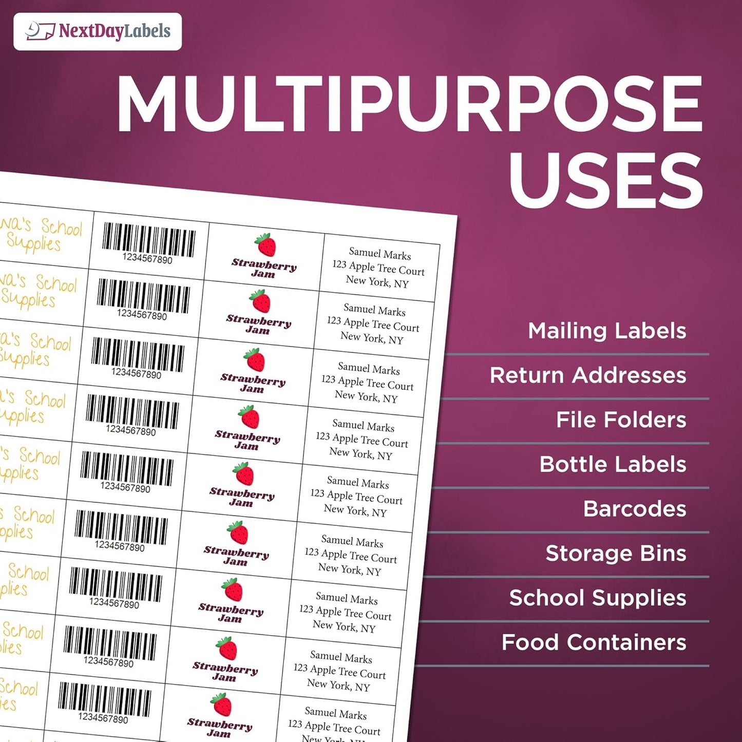 NextDayLabels – 2" x 1" Rectangular Sticker Labels for Printer - White Laser/Inkjet Printer Labels Return Address Labels Shipping Label Stickers (25 Sheets, 40 Per Sheet, 1000 Labels)