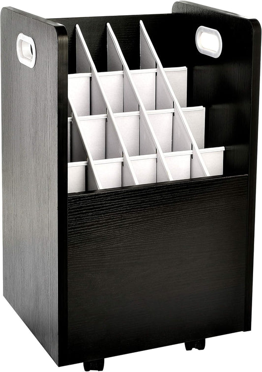 Adir Blue Print Storage Organizer - Mobile Roll File Cart, Construction Plan Holders, Blueprint Cabinet with Wheels, Roll Files Storage for Office and Home (20 Slots, Black)