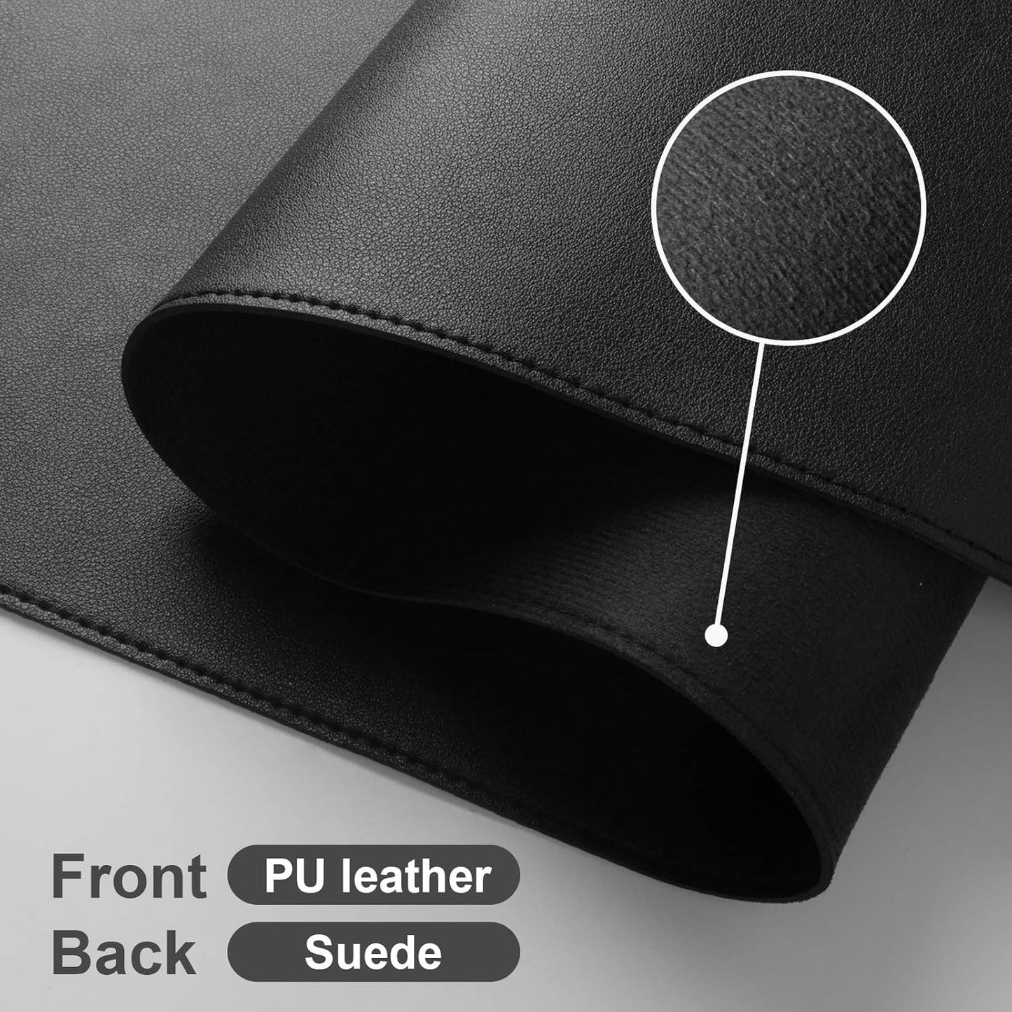 DAWNTREES Desk Mat Protector,PU Leather Desk Pad,Non Slip, Large Mouse Pad and Keyboard Mat, Waterproof Writing Pad for Office and Home (Black,39.4''x19.7'')