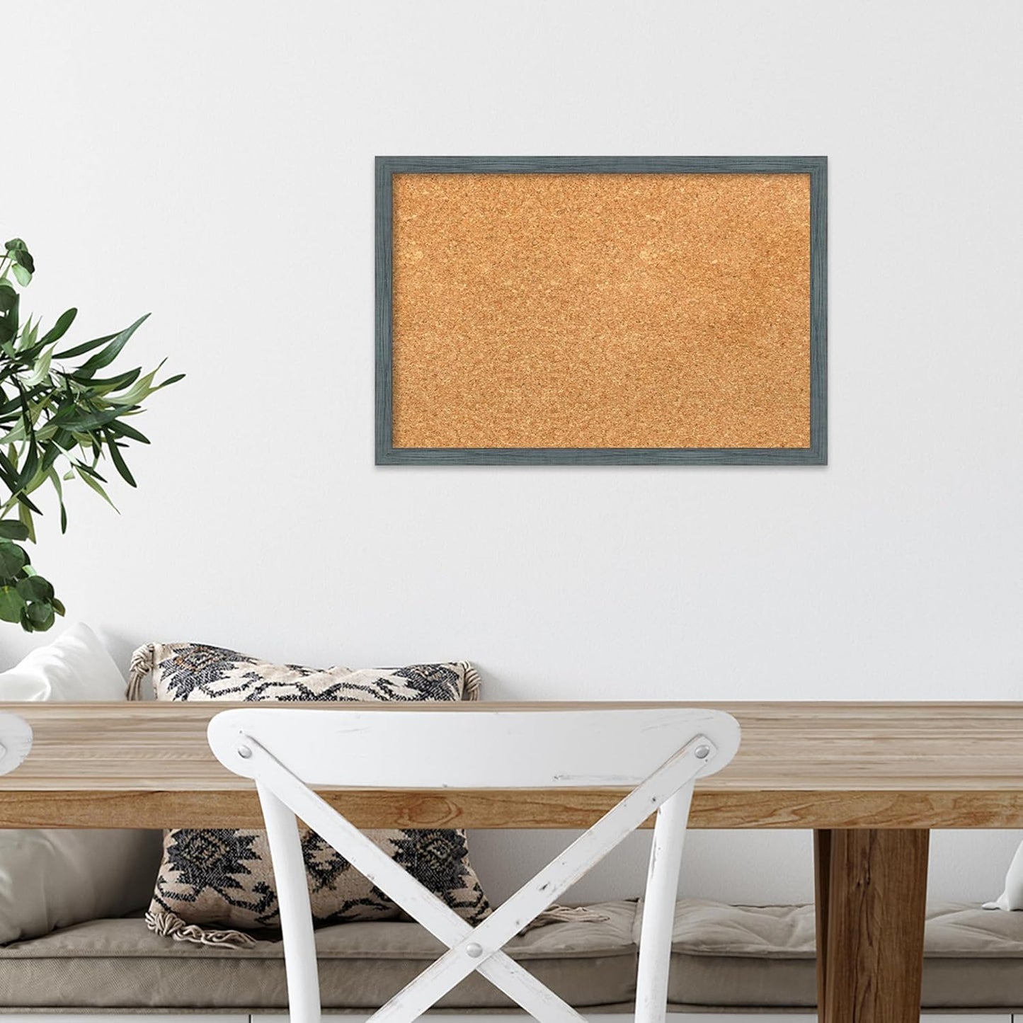Amanti Art Natural Cork Board for Wall, 13x19 Vision Board with Blue Wood Frame, Small Corkboard Office Decor for Home Organization, Country Rustic Corkboard Pinboard to Display Items for Home