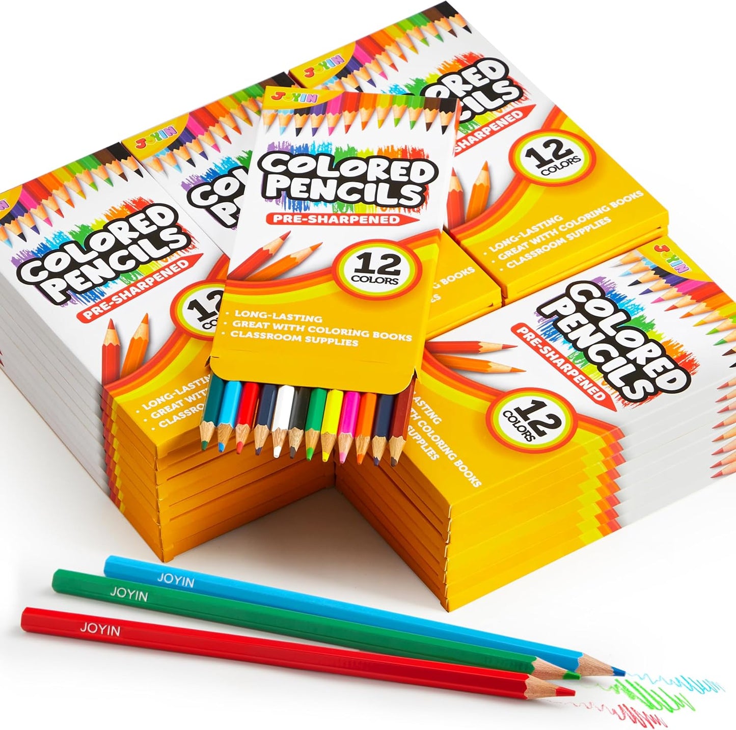 JOYIN 432 Count Colored Pencils Bulk, Colored Pencils for Kids 3+, 12 Colors, 36 Packs, Pre-sharpened Coloring Art Supplies, School Supplies