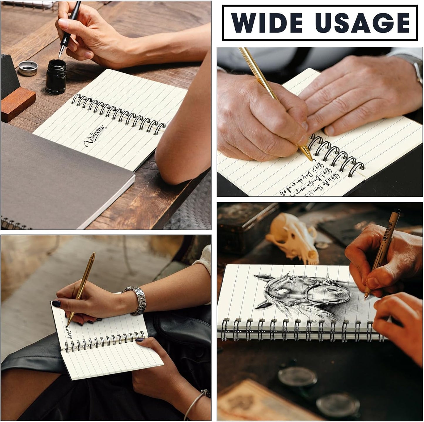 Jutom 150 Pcs Small Spiral Notebooks Memo Pads 3x5 Bulk Small Pocket Notebooks Mini Notepads with Lined Pages Mini Journals for Office Back to School Work Writing Supplies, 120 Pages (Black)