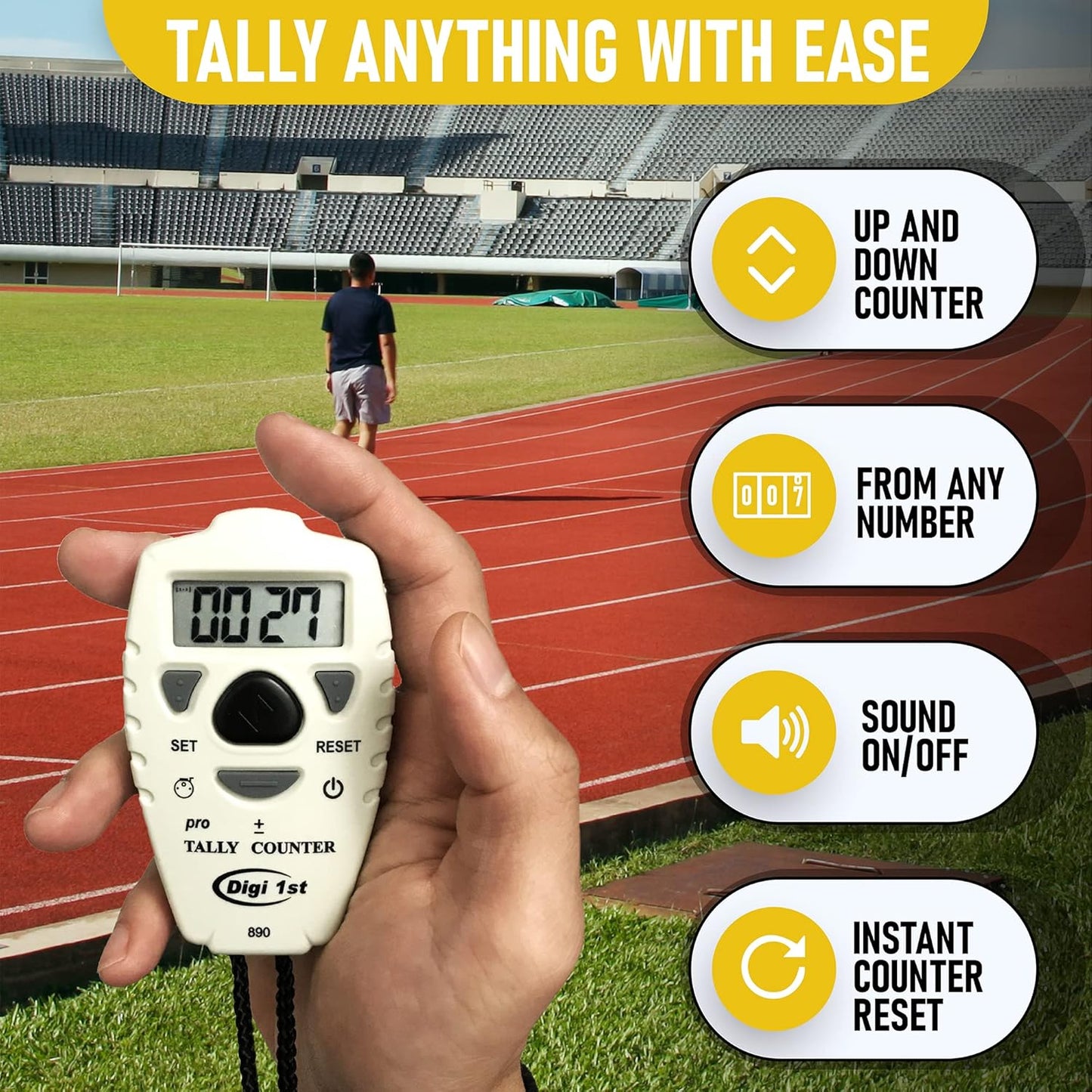 TC-890 Digital Tally Counter, Electronic Up Down Clicker, Add/Subtract People & Pitch Counter for Golf, Lap & Knitting (4-Pack)