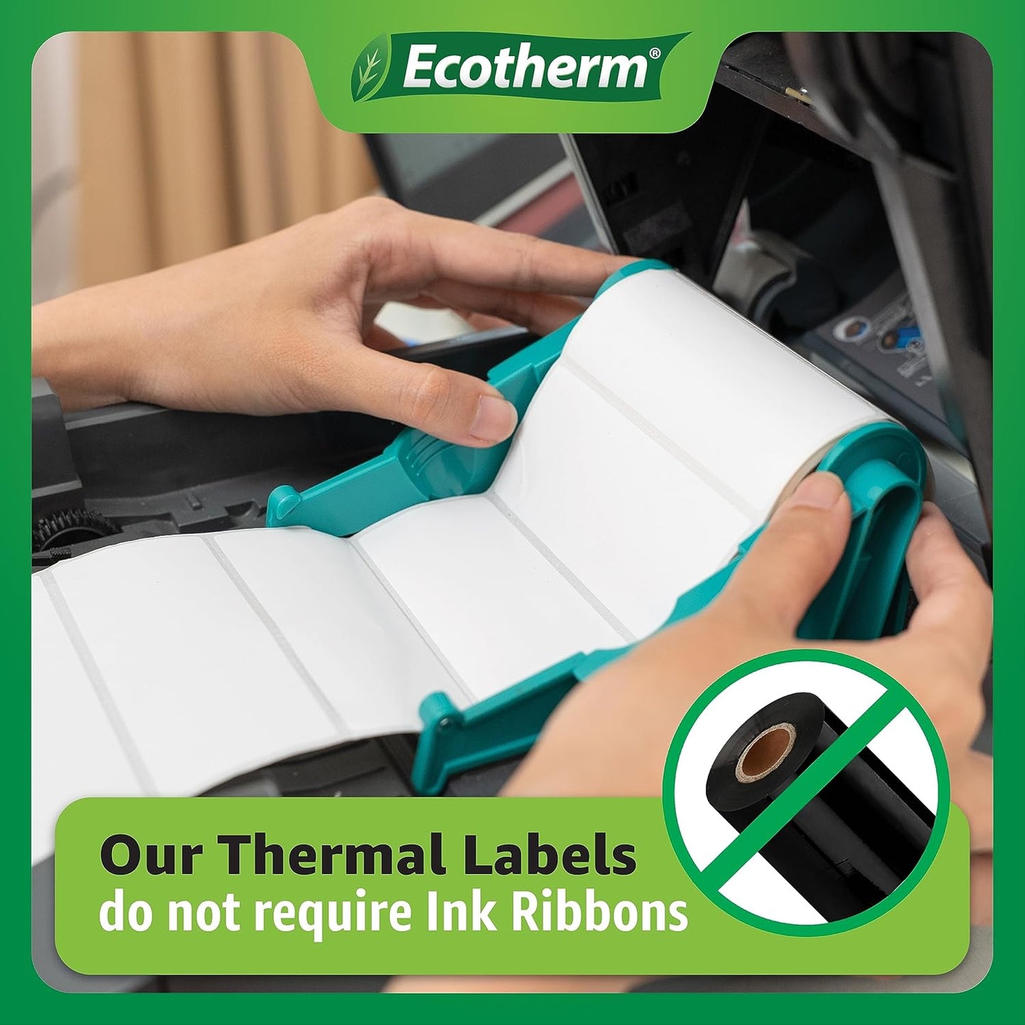 4" x 4" Thermal Labels | 6 Rolls | 4200 Labels | fits Zebra, Munbyn, Rollo, Godex, Arkscan, iDPRT, Offnova Thermal Label Printers and More | Blank White Adhesive Stickers by Ecotherm