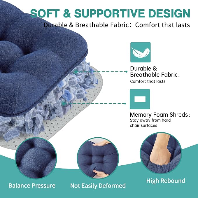 BETU Chair Cushions for Dining Chairs Set of 4, 3.5" Thick Outdoor Indoor Chair - Image 6