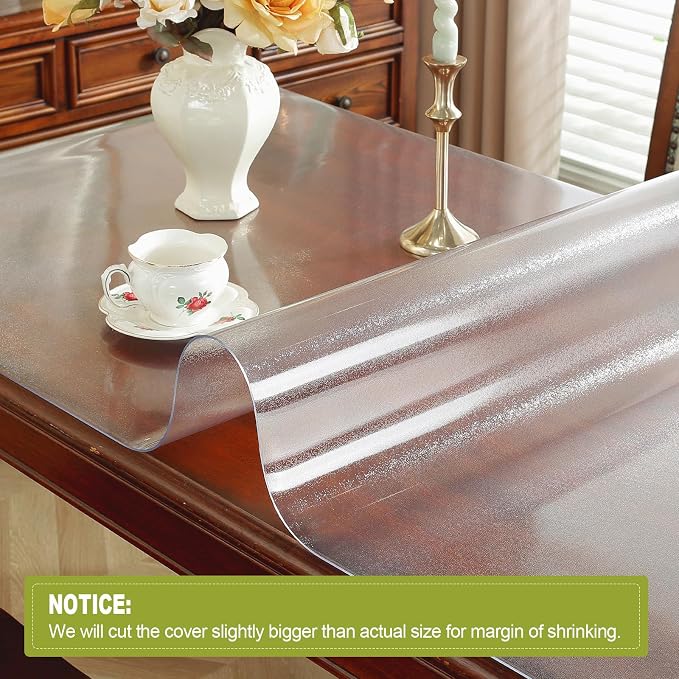 OstepDecor 42 x 60 Inch Frosted Table Cover Protector, 2mm Thick Clear Plastic - Image 4