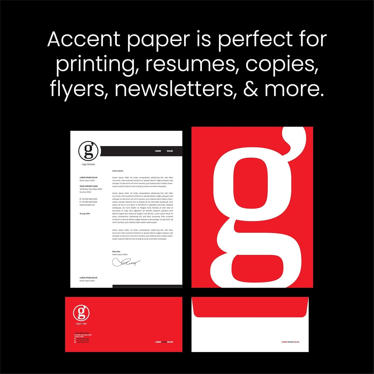 Accent Opaque White Printer Paper, 12” x 18” 40lb Copy Paper – 1,250 Sheets (5 Reams) – Premium Computer Paper with Super Smooth Finish, 97 Bright, 148gsm – Ideal for Ink Heavy Printing – 189026C