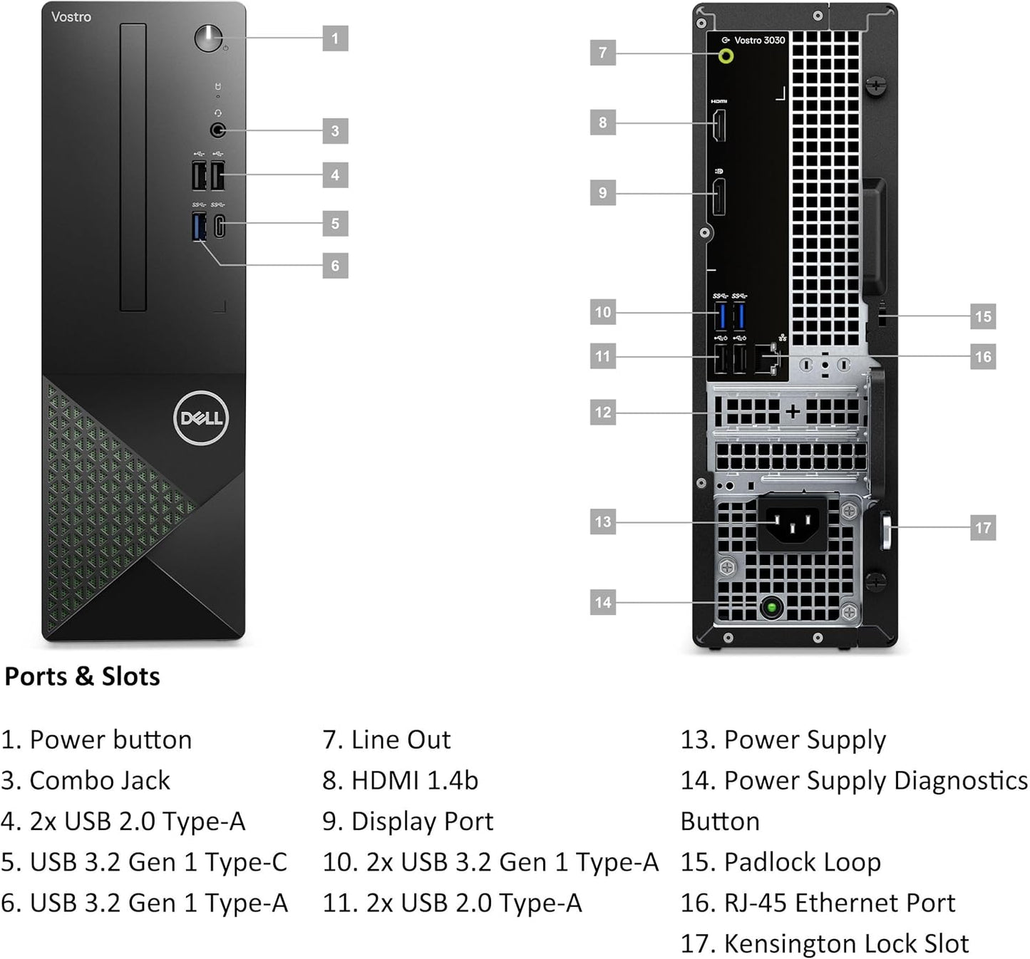 Dell Vostro 3030s Small Desktop SFF Business Computer, 14th Gen Intel 10-Core i5-14400 (Beat i7-13620H), 32GB DDR5 RAM, 1TB PCIe SSD, WiFi 6, Bluetooth, Type-C, DisplayPort, HDMI, Windows 11 Pro