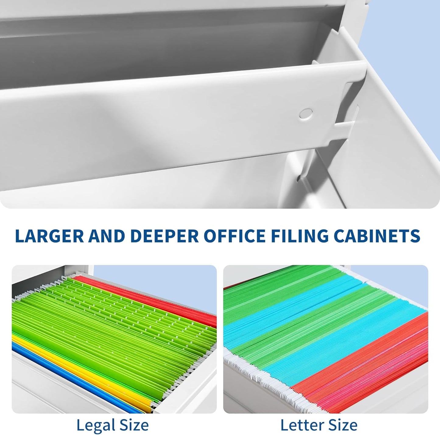 2-Drawer Locking Vertical File Cabinet, Metal Storage Cabinet for Office/Home – Secure Vertical Filing for Letter/Legal/A4/F4 Documents, Easy to Assemble Steel Cabinet (White, 2 Drawer-25 H)