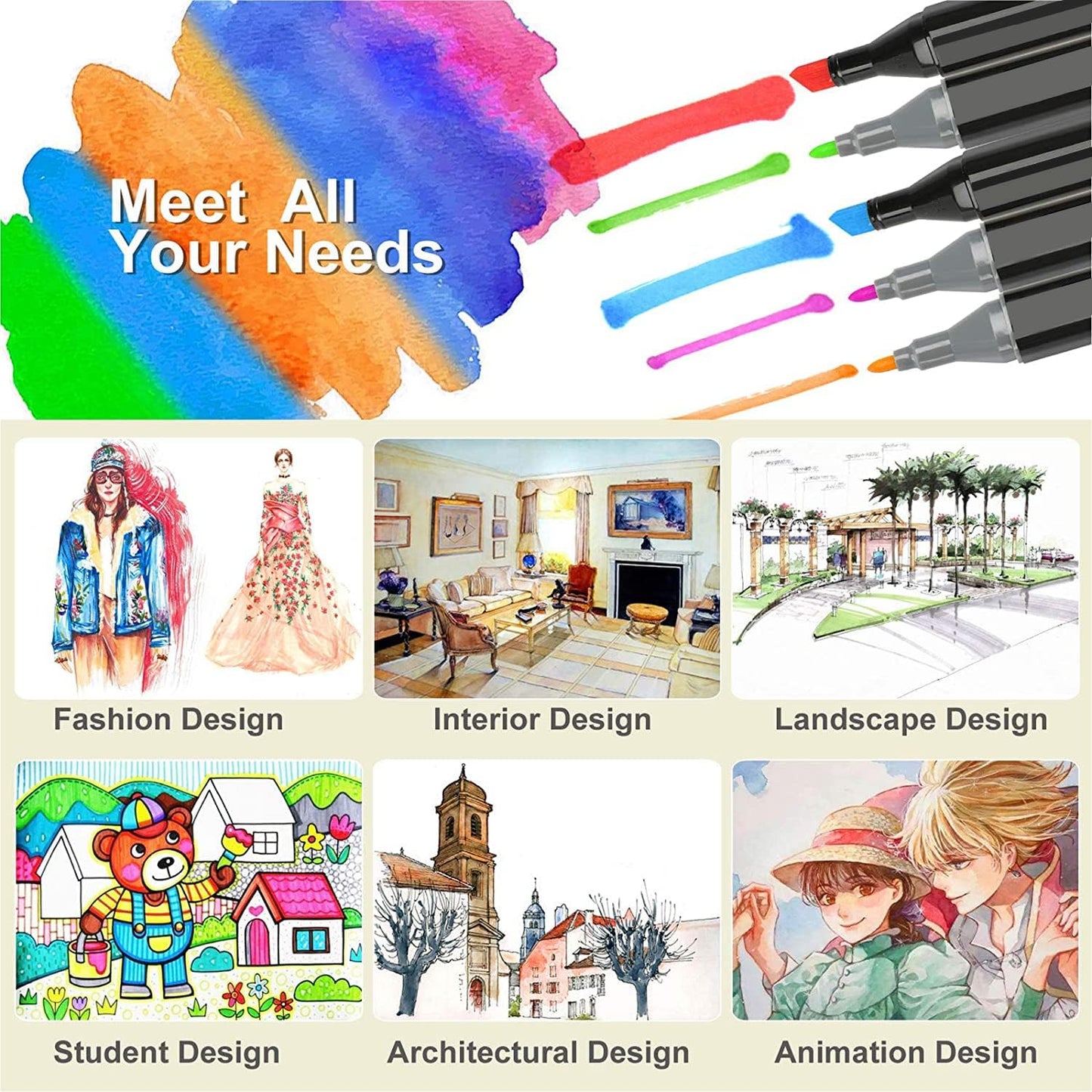 120 Colors Alcohol Markers Artist Drawing Art Dual Tip Markers Perfect for Kids Boys Girls Students Adult