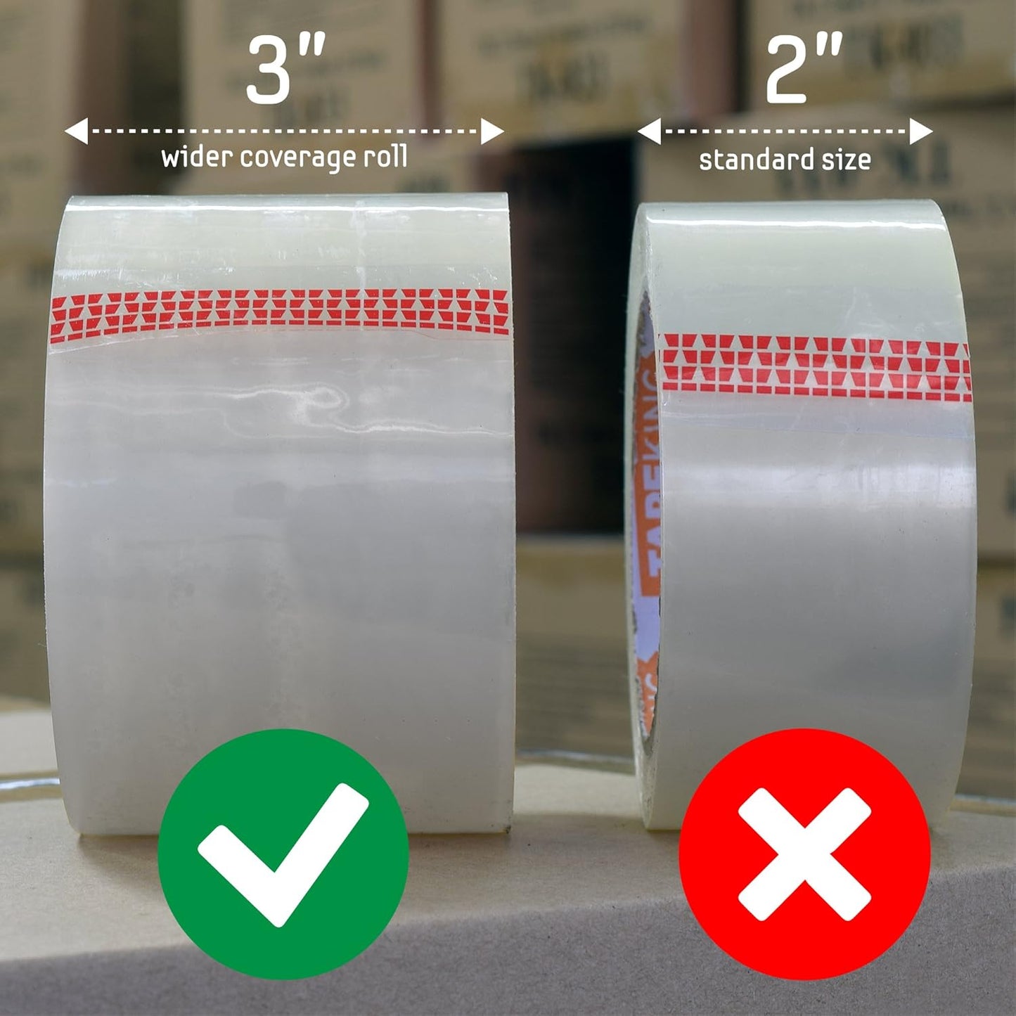 Tape King Clear Packing Tape 3 Inch Wide (Case of 24 Rolls) - 60 Yards Per Refill Roll, (2.7mil Thick) Strong Sealing Adhesive Industrial Depot Tapes for Moving, Packaging, Shipping, Office & Storage