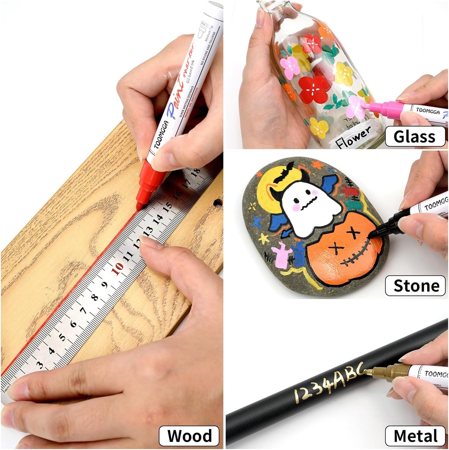 Orange Permanent Paint Pens - 8 Pack Oil Based Paint Markers,Pens For Rock Painting Car Tyre Metal, Plastic, Canvas, Mugs, Wood, Glass, Quick Drying and Waterproof, Medium Point