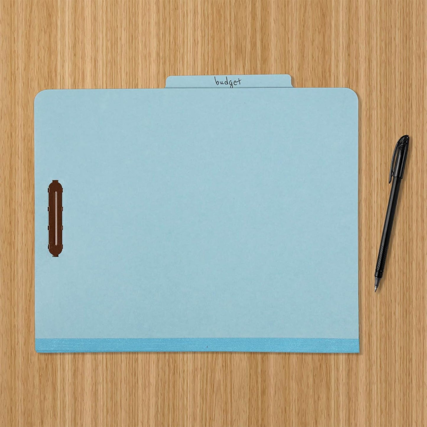 Amazon Basics Classification Folder- 100% Recycled, 1 Divider, 2" Embedded, 10 Count per Box, 12.20 x 10.61 inch (Letter), Light Blue