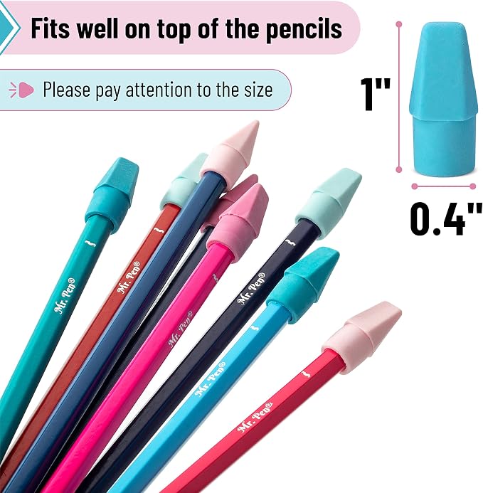 Mr. Pen- Pencil Erasers Toppers, 120 Pack, Muted Pastel Colors | Erasers - Image 3