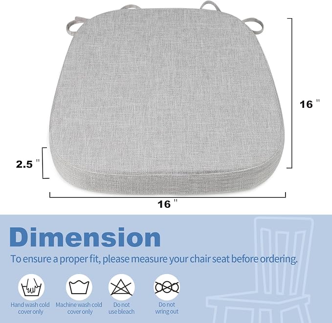 BUYUE Thickened 2.5" Dining Chair Cushions Set of 4, U-Shape High Density Foam - Image 3