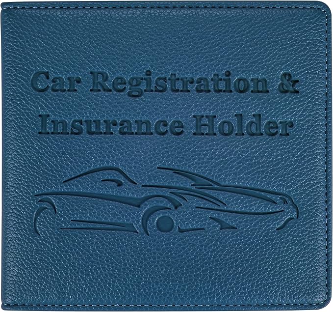 Car Registration and Insurance Holder, Premium PU Leather Vehicle Glove Box Car by New+Fashion+Kingdom