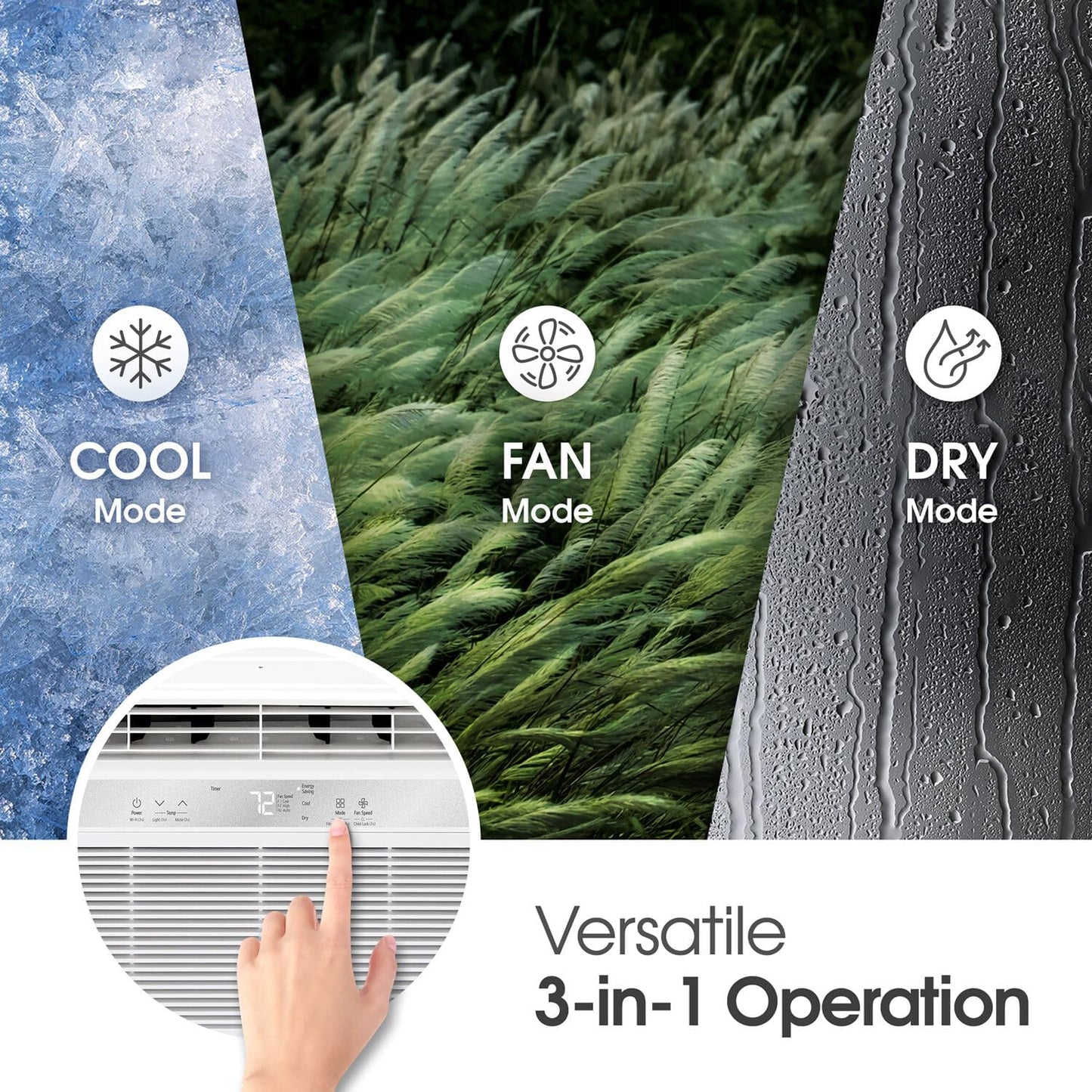 LG LW1025R 10,000 Air Conditioner with Dehumidifier, 115V, Medium Rooms up to 450 Sq. Ft, Window Unit AC with Remote Control, 3 Speeds, Auto-Restart, 24-Hour Timer, 10000 BTU, Bright White
