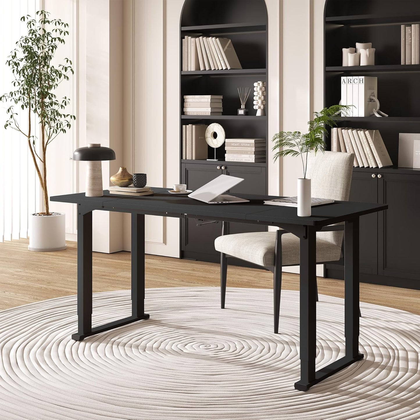 4 Legs Standing Desk, Large 79x31 Inches Electric Adjustable Height Desk with Splice Board, Stand Up Desk Home Office Computer Workstation, Black