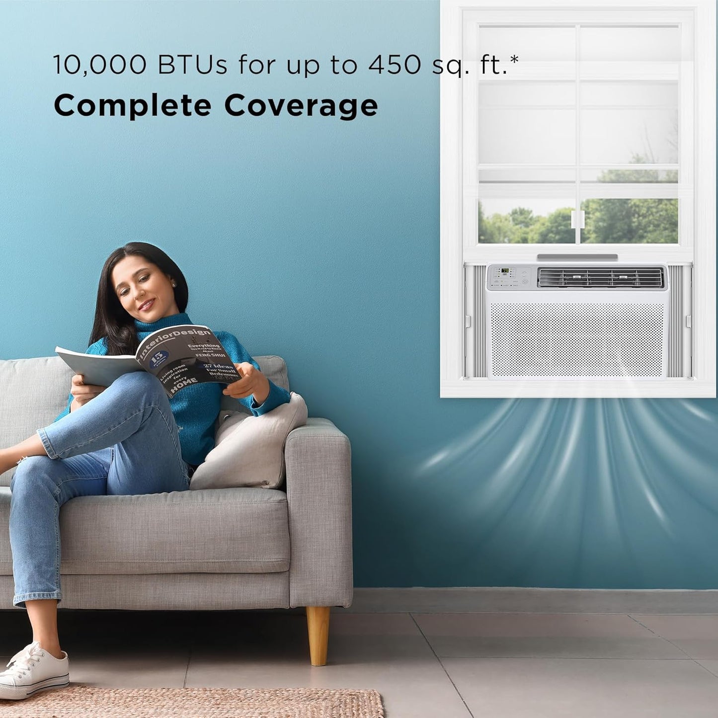 TCL H10W35W 10,000 10000 BTU Smart Window Air Conditioner, Fan & Dehumidifier, 450 Sq. Ft, Remote Control, Compatible with Alexa/Google Assistant, White