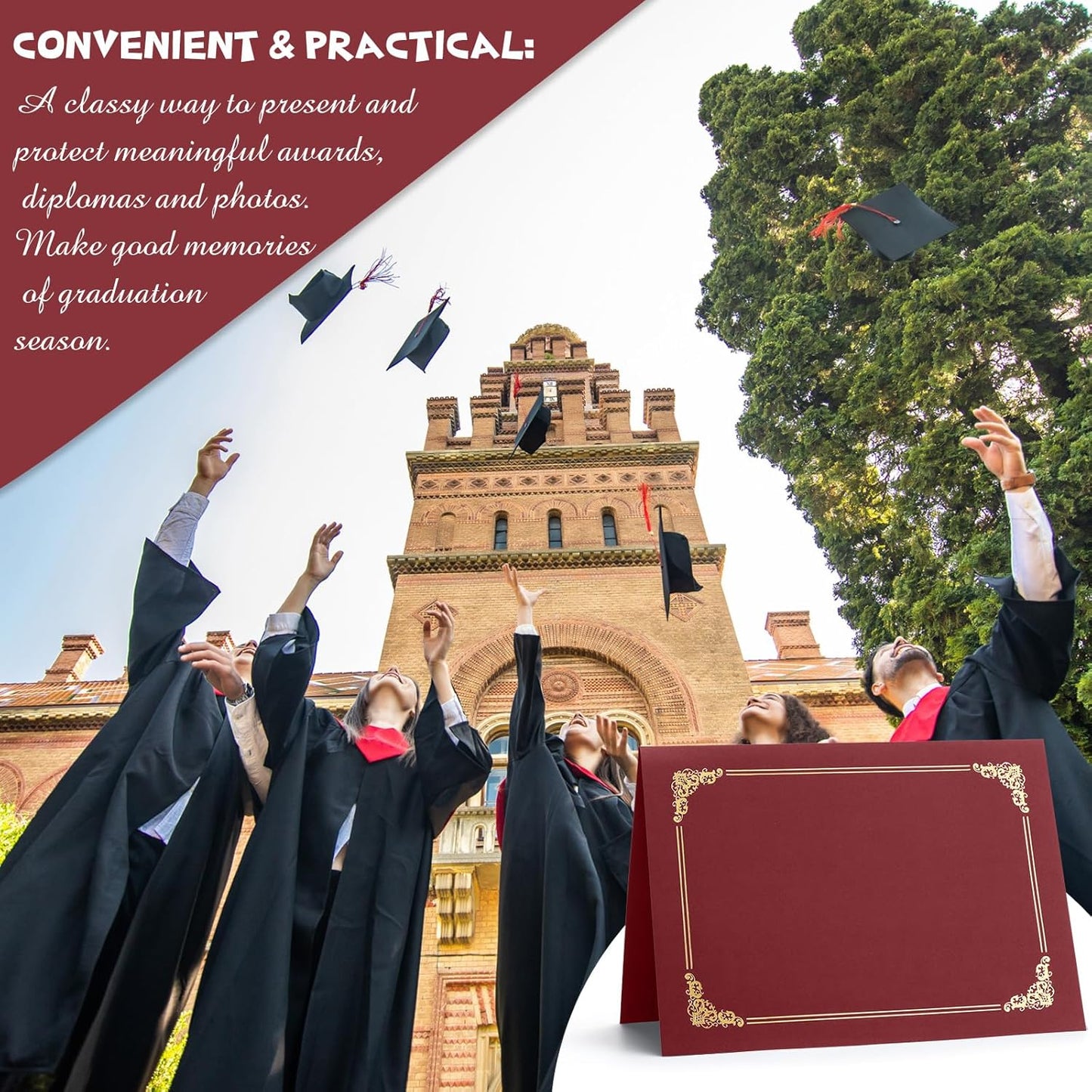 Fainne 80 Pieces Certificate Holders Diploma Holders Document Holder Certificate Covers Certificate Folders with Gold Foil Border for Letter Size 8.5 x 11 Inches Diploma Documents Awards (Red)