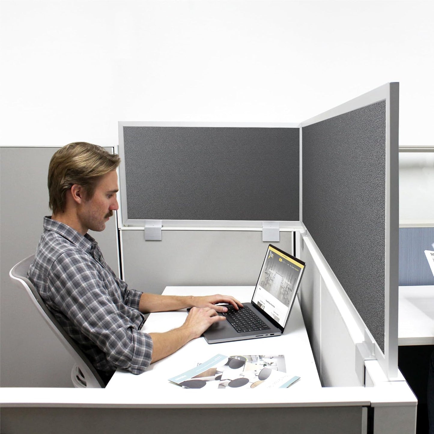 OBEX Acoustical Cubicle Privacy Screen Extender Desk Panel & Office Divider, Add Separation & Block Noise, 24" x 30", Graphite