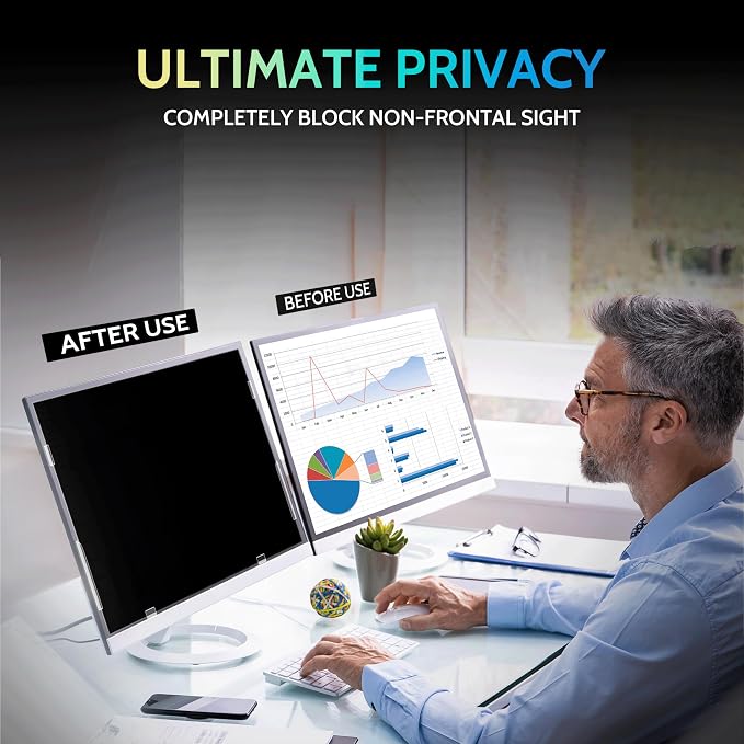 Peslv 31.5 Inch Privacy Screen for Computer Monitor 16:9 Aspect Ratio, Eye - Image 2