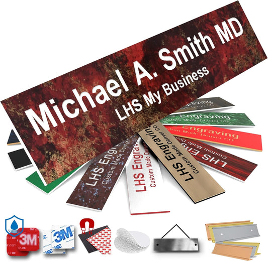 Engraved Door Signs for Office Personalized Rustico Granite Plastic Door Plaque White Letters - Made in USA 2x8 S2