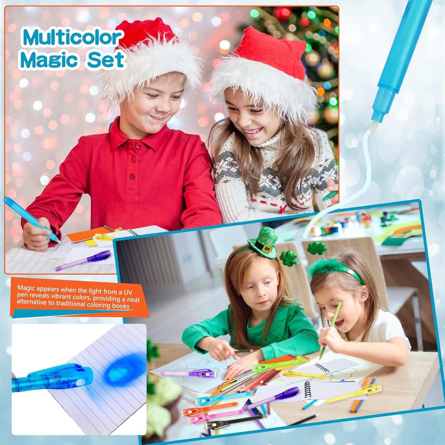 42 Pcs Secret Party Favors Includes 21 Pcs Invisible Ink Pen with UV Light and 21 Pcs Mini Spiral Notebook for Secret Message Themed Party Game Prizes Goodie Bag Fillers