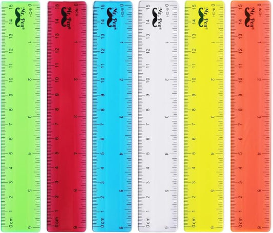 Mr. Pen- Plastic Rulers, 6 Inch, 6 Pack, Durable Small Transplant Rulers by MrPen
