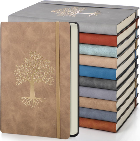 10 Pack Lined Journal Notebook A5 Leather Hardcover Journals for Writing 200 Pages 10 Colors Notepad for Travel Work School Office Business Note Taking Diary 5.7" x 8.3" (Retro Color)