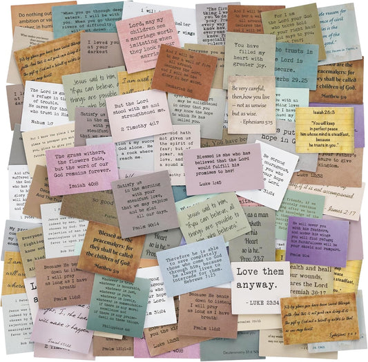 120 Pieces Retro Bible Verse Stickers (2 Pieces of Each), Inspirational Christian Vintage Journaling Stickers Typewriter Font Quotes Bible Study Supplies for Water Bottle Laptop Scrapbooking Decals