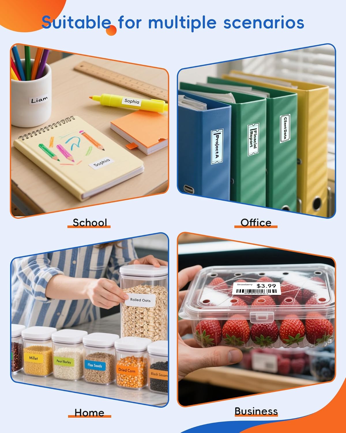 Label Maker Machine with 3 Tapes, D11s Bluetooth Label Maker Waterproof Labels, Portable Mini Label Printer with Various Templates for Home Office School, White