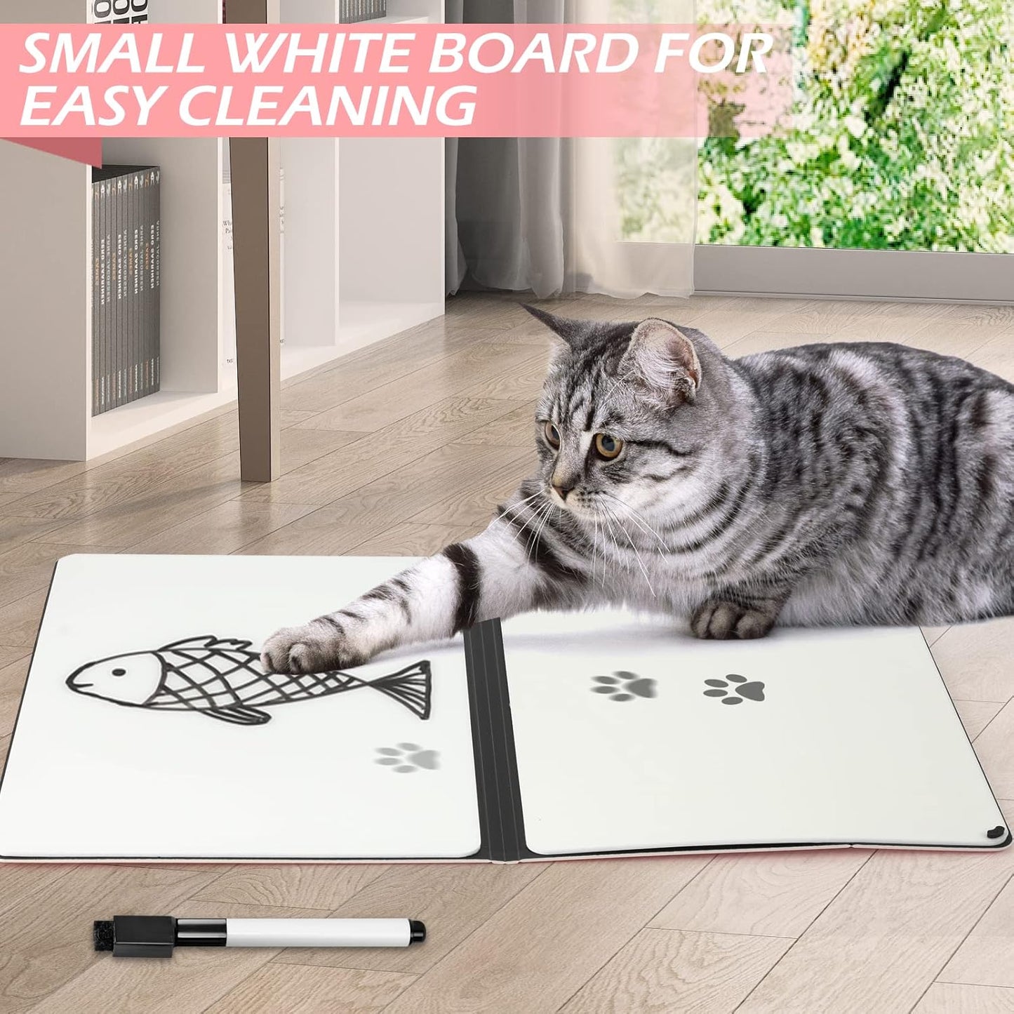 Mini Whiteboard 12"x9" Small White Board Dry Erase, Erasable Notebook Foldable Desk Whiteboard Holder Dry Erase Board, Office, Home, Travel, School, Portable (Pink)