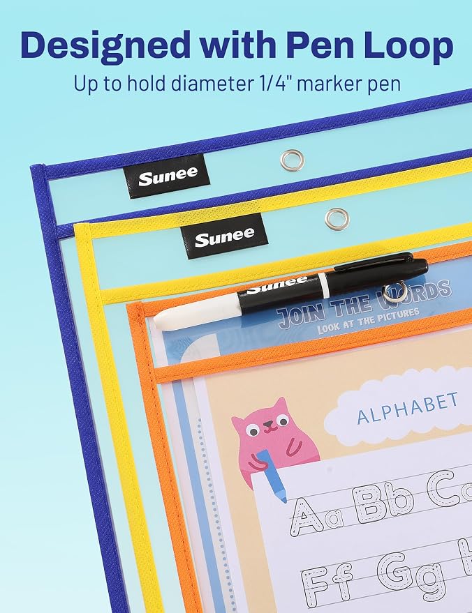 SUNEE 35 Packs Oversized Reusable Dry Erase Pocket Sleeves - Image 4
