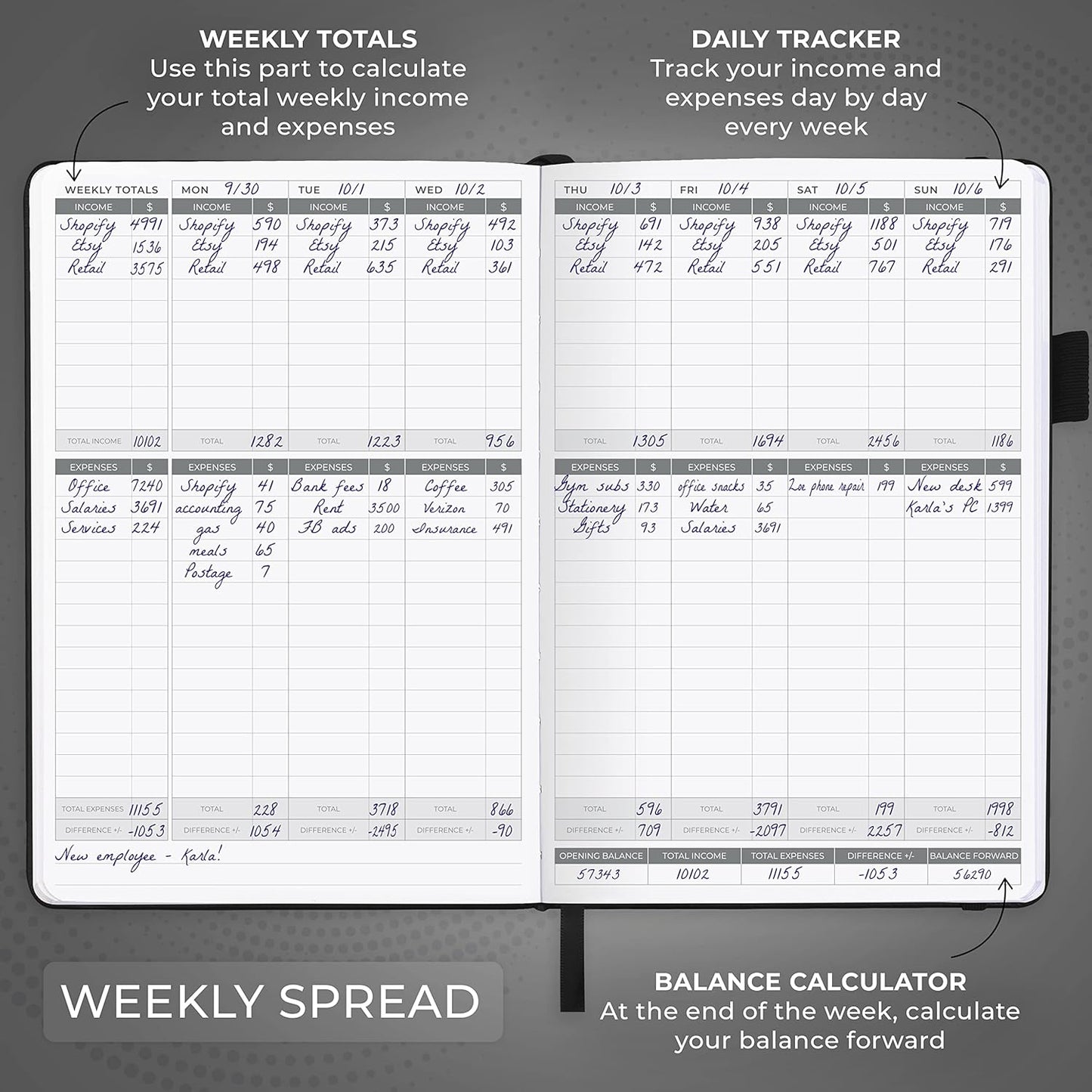 Clever Fox Income & Expense Tracker – Accounting & Bookkeeping Ledger Book for Small Business – 1-Year Record Notebook, A5 (Black)