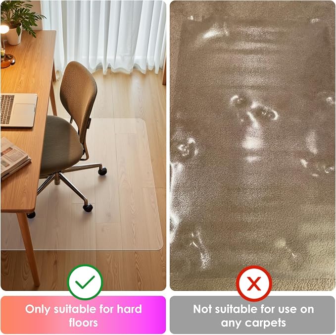 Azadx Large Chair Mat for Hardwood Floor 48 x 48'', Plastic Office Mat for - Image 3