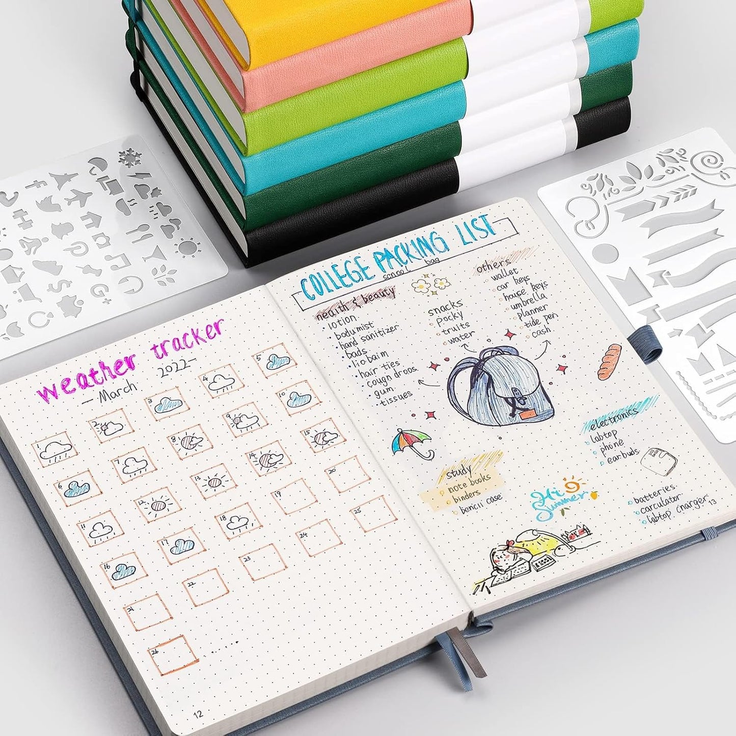 AHGXG Bullet Dotted Journal - 320 Numbered Pages Dot Grid Notebook A5 Thick Journal, 100gsm Thick Dotted Paper, Leather Hardcover,Inner Pocket, 5.75'' × 8.38'' - Pink