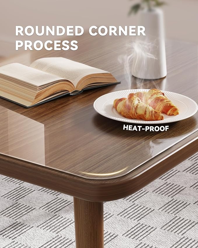 Oterri Clear Writing Desk Pad, 16’’x36” Heat Resistant Waterproof PVC Round - Image 2