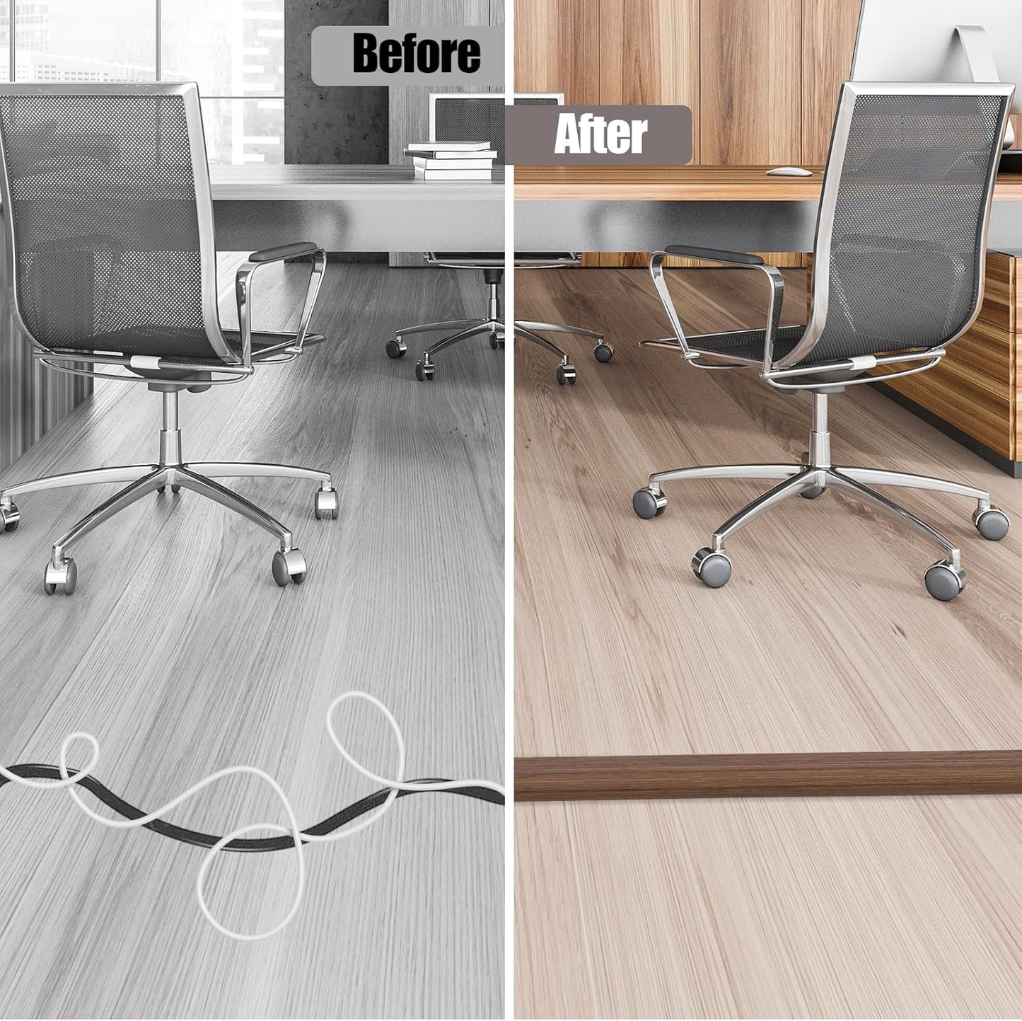 Floor Cord Cover Cable Cavity Self Adhesive Cord Hider Floor 10FT Floor Cable Management Power Cord Protector Floor Electric Cord Covers for Offices, Gym, Exhibitions (Misty Brown Wood, 1.18" x 10')