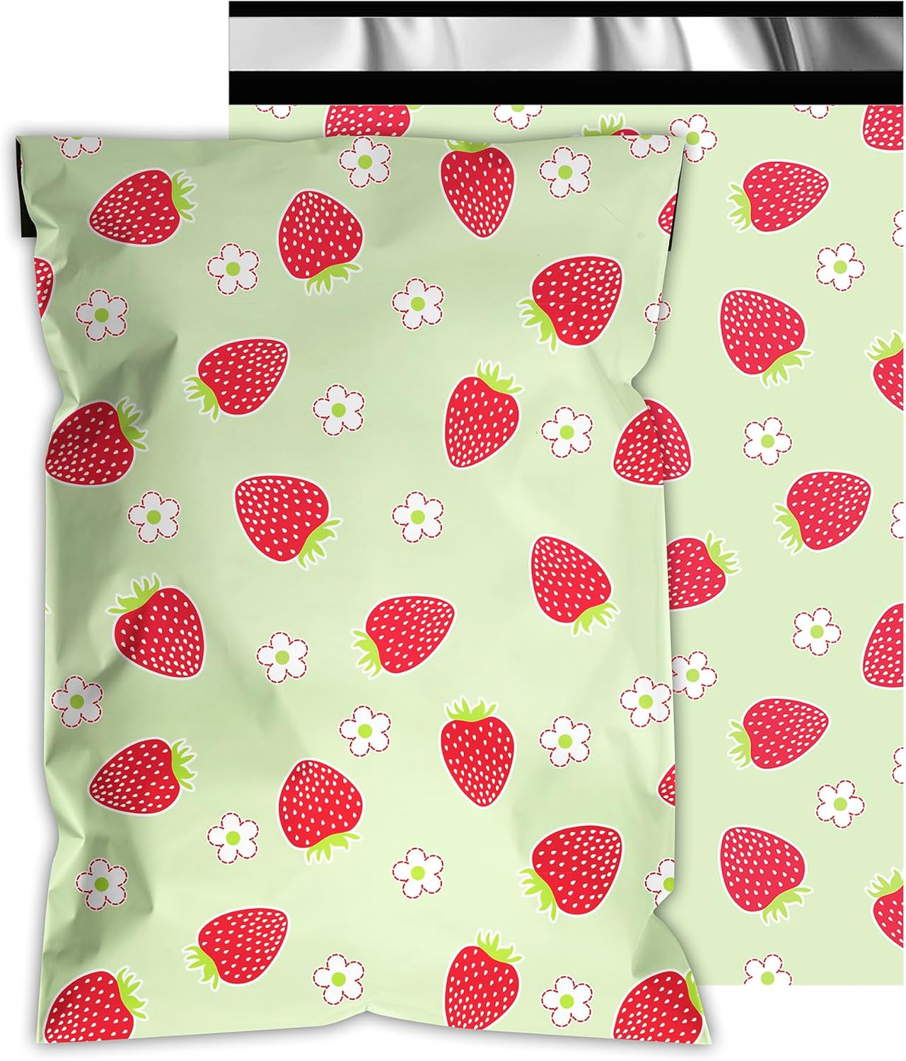Poly Mailers 6x9 Inch 100 Pcs - Strawberries printed Shipping Bags, 2.4mil Thickness, Waterproof and Tear Resistant Mailing Envelopes, Self-Sealing Packaging Bags for Small Business