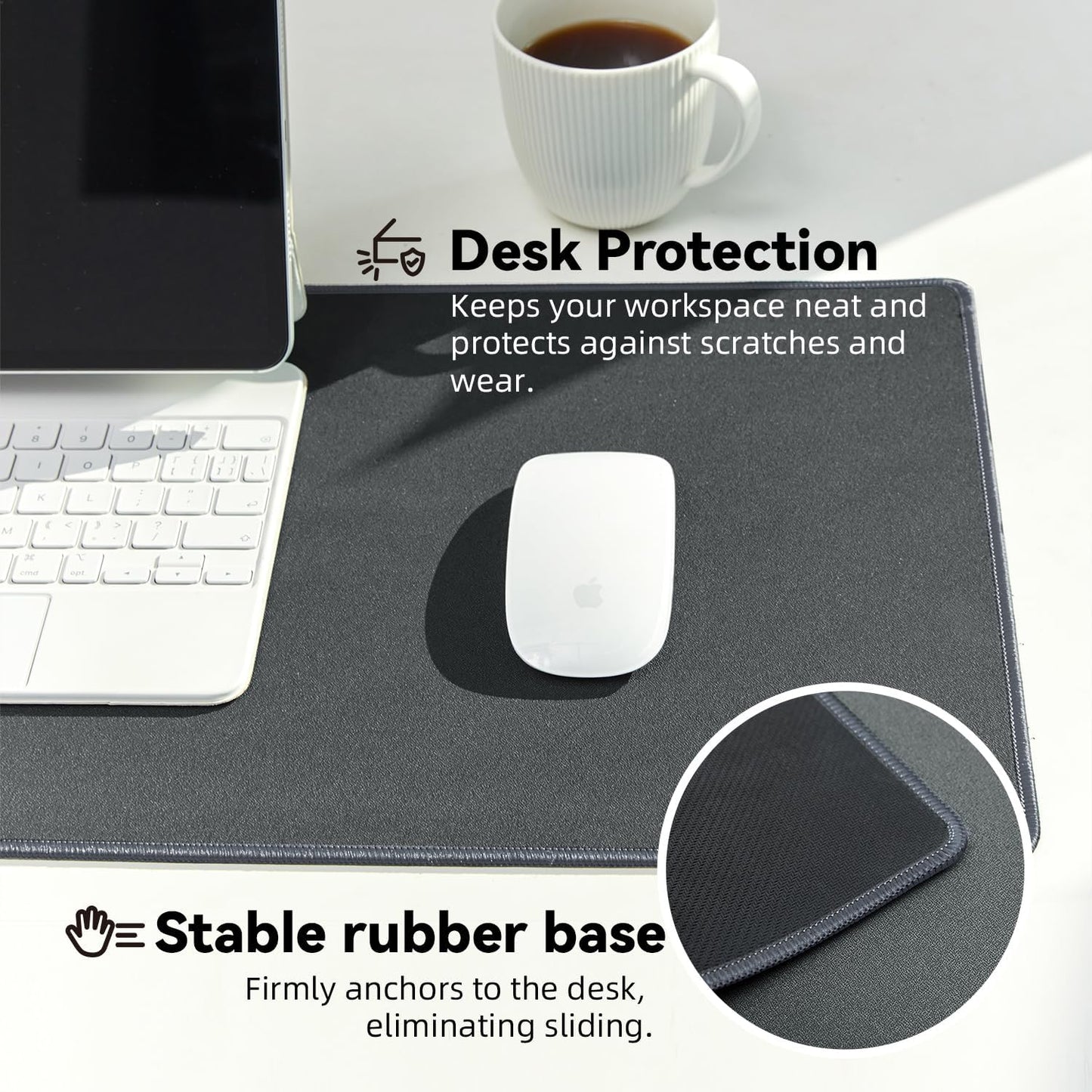 Waterproof Large Gaming Mouse Pad with Durable Stitched Edges, Non-Slip Rubber Base, Smooth Surface Mouse Mat Desk Pad for Home Office Gaming, 31.5"x11.8"x0.12", Dark Gray