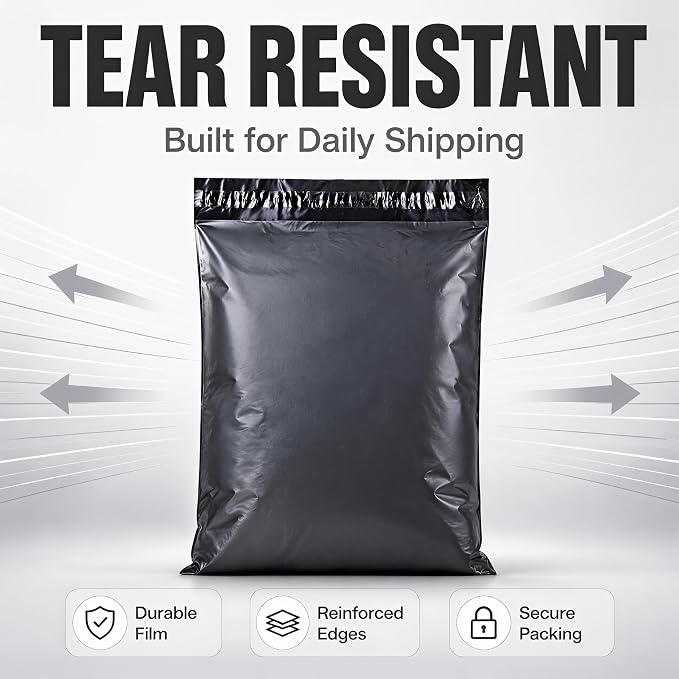 12"x15.5" Poly Mailers，Black Shipping and Envelope Bags Pack of 30 - Image 2