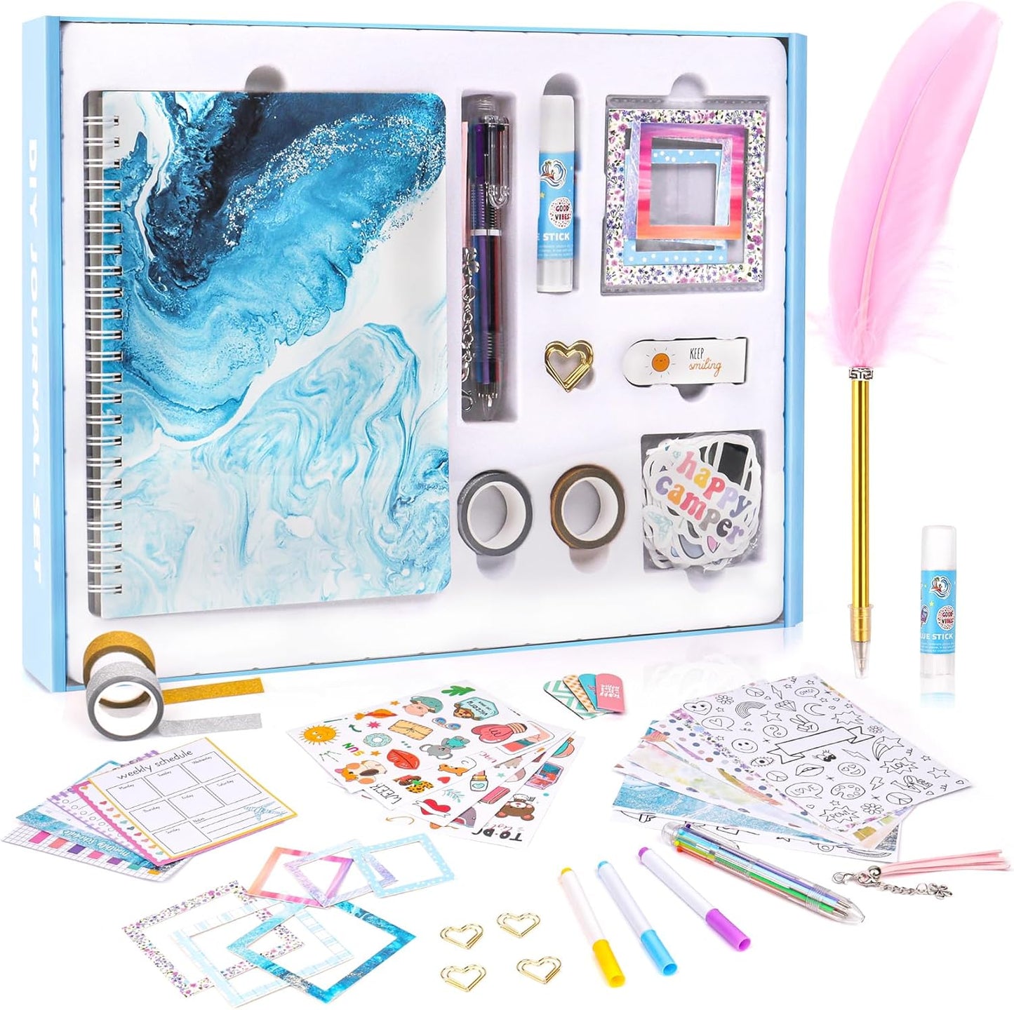VERTOY DIY Journal Kit for Girls - Ideas Birthday Gifts and Toys Age 8 9 10 11 12 13+ Years Old, Kids Scrapbook Journaling Kit for Writing Diary Supplies Set, Teen Girls Trendy Stuff