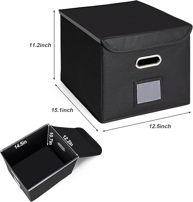 File Organizer Box with Lid, Large Hanging File Folder Organizer with Plastic - Image 2