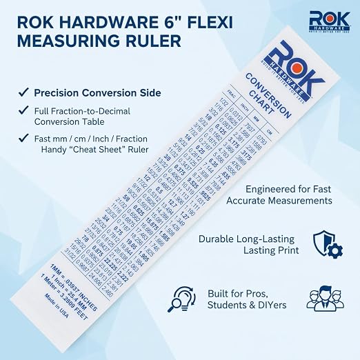 50 Pack Rok Hardware Measuring Plastic Flexi 6" Easy Read 15 cm English Metric - Image 4