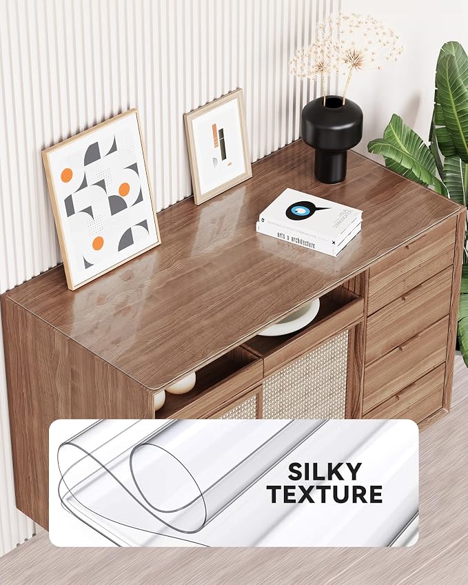 Oterri Clear Writing Desk Pad, 20’’x40” Heat Resistant Waterproof PVC Round - Image 3