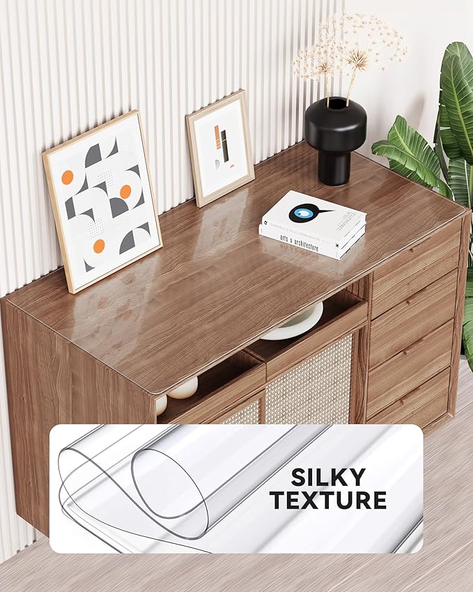 Oterri Clear Writing Desk Pad, 36’’x60” Heat Resistant Waterproof PVC Round - Image 3