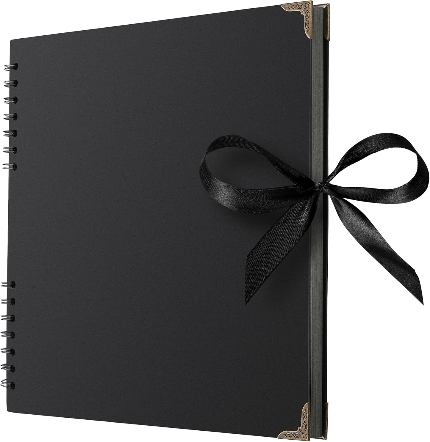 Bstorify Square Large Black Scrapbook Photo Albums 80 Pages (11 x 11 inch) Thick Kraft Paper Scrap Book, Memory Book, Ribbon Closure - Ideal for Your Scrapbooking, Art & Craft Projects