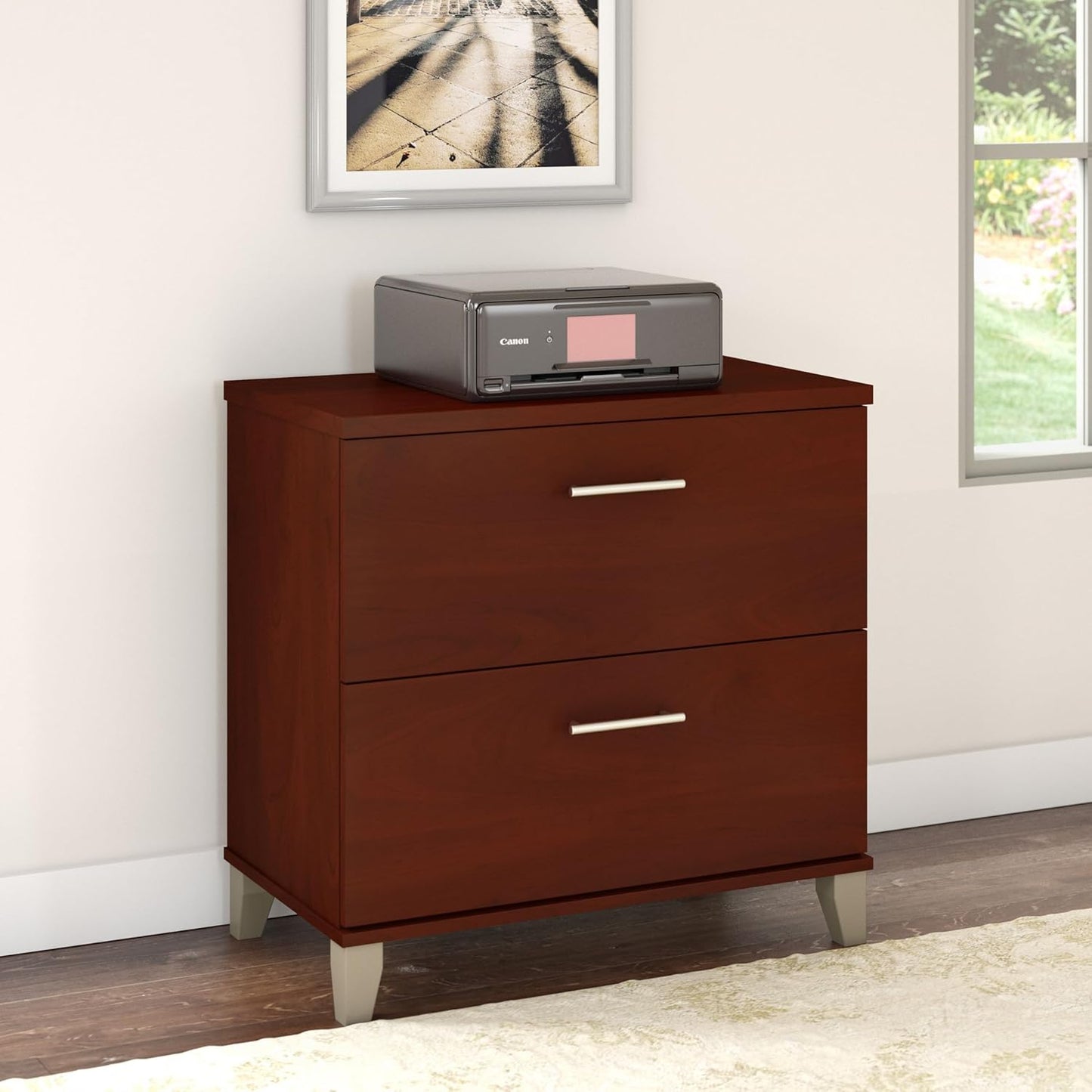 Bush Furniture 2 Drawer Lateral File Cabinet, Letter and Legal-Size Document Storage for Home or Professional Office, Somerset Collection, Hansen Cherry